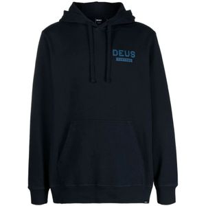 Deus Ex Machina, Sweatshirts & Hoodies, Heren, Blauw, S, Katoen, Blauwe Logo-Print Katoenen Hoodie