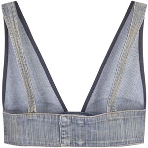 Diesel, Tops, Dames, Blauw, M, Denim, Blauwe Denim Top met Oval D Logo