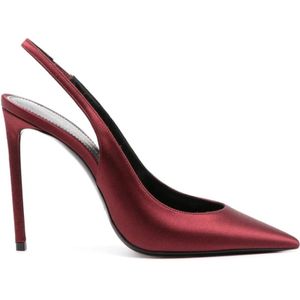 Saint Laurent, Schoenen, Dames, Bruin, 37 EU, Leer, Zoe Slingback Satin Pumps