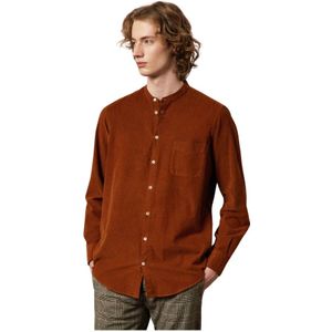 Massimo Alba, Klassieke Katoenen Overhemd met Opstaande Kraag Oranje, Heren, Maat:M
