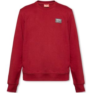 Diesel, Sweatshirts & Hoodies, Heren, Rood, S, Katoen, ‘S-Ginn-Sp’ sweatshirt met logo