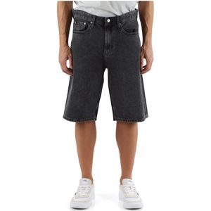 Calvin Klein Jeans, Korte broeken, Heren, Grijs, W33, Katoen, Vintage Bermuda Jeans met Vijf Zakken