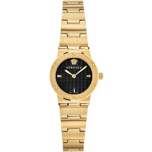 Versace, Greca Logo Mini Roestvrijstalen Horloge Geel, Dames, Maat:ONE Size