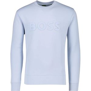 Hugo Boss, Sweatshirts & Hoodies, Heren, Blauw, 6Xl, Katoen, Lichtblauwe Groene Trui