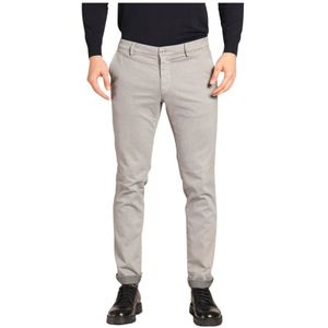 Mason's, Broeken, Heren, Grijs, XS, Katoen, Slim Fit Katoenen Chino Broek met Micro Patroon