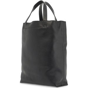 A.p.c., Tassen, Heren, Zwart, ONE Size, Leer, Gehamerd leren tote tas met logo