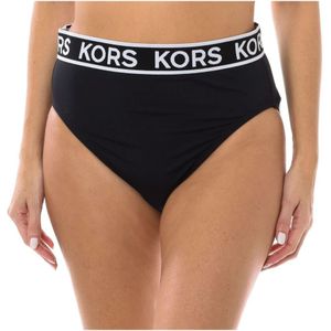 Michael Kors, Bikini Broekje met Hoge Taille Zwart, Dames, Maat:L