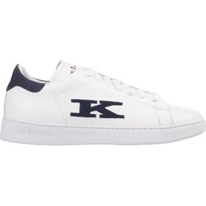 Kiton, Schoenen, Heren, Wit, 42 EU, Suède, Witte Sneakers met Blauwe Suède Hiel