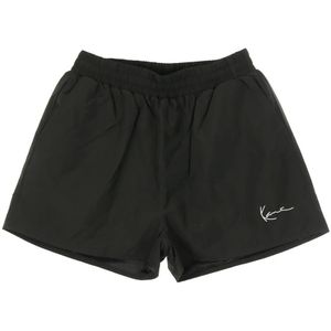 Karl Kani, Korte broeken, Dames, Zwart, S, Trackshorts Zwart/Wit Lichtgewicht Mesh Gevoerd