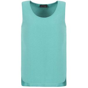 Emporio Armani, Tops, Dames, Groen, S, Sablé Ronde Hals Mouwloze Shirt