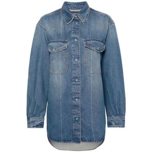 Closed, Blauwe Denim Klassieke Kraag Buitenjas Blauw, Dames, Maat:S