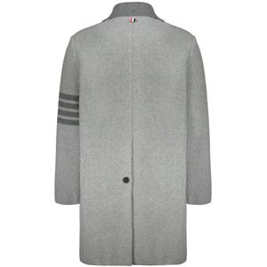 Thom Browne, Mantels, Heren, Grijs, XL, Wol, Gestreepte wollen jas