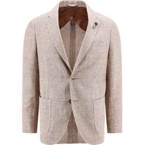 Lardini, Bruine Linnen-Wollen Blazer Bruin, Heren, Maat:M