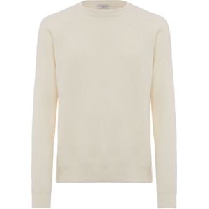 Boglioli, Truien, Heren, Wit, L, Wol, Lime Witte Wol Kasjmier Crewneck Trui