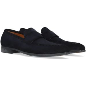 Magnanni, Schoenen, Heren, Blauw, 43 1/2 EU, Suède, Donkerblauwe Suède Loafer Klassieke Stijl