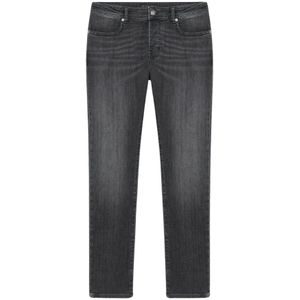 Brooks Brothers, Medium-grijze stretchkatoenen jeans Grijs, Heren, Maat:W32