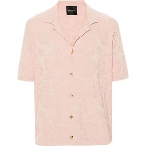 Roberto Collina, Short Sleeve Shirts Roze, Heren, Maat:L