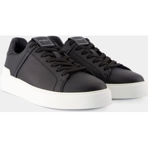 Balmain, Schoenen, Heren, Zwart, 44 EU, Leer, Court Sneakers - Leer - Zwart/Wit