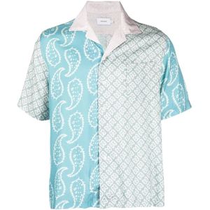 Rhude, Overhemden, Heren, Blauw, M, Kort T-shirt met Bandana Print