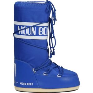 Moon Boot, Schoenen, Dames, Blauw, 45 EU, Nylon, Waterafstotende Icon Laarzen met Logo Band