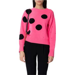 Actitude, Dames Trui met Lange Mouwen en Polkadot Print Roze, Dames, Maat:M