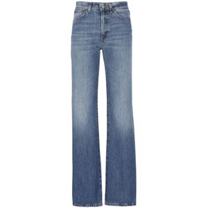 Dondup, Jeans, Dames, Blauw, W29, Katoen, Blauwe Katoenen Jeans met Riemlussen