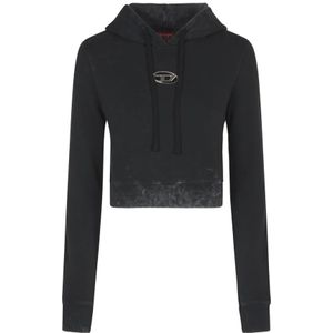 Diesel, Sweatshirts & Hoodies, Dames, Zwart, XS, Katoen, Zwarte Hoodie Slim Fit