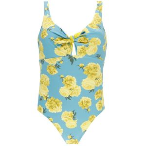 Fisico, Badkleding, Dames, Veelkleurig, S, Blauwe Bloemen Monokini Badpak