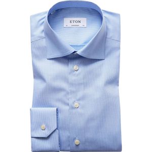 Eton, Overhemden, Heren, Blauw, 5Xl, Katoen, Lichtblauw geruit zakelijk overhemd