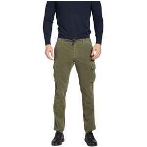 Mason's, Broeken, Heren, Groen, M, Katoen, Fluwelen Cargo Broek Extra Slim Fit