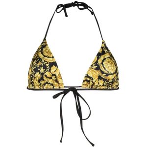 Versace, Barok Print Triangel Bikini Top Beige, Dames, Maat:M