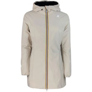 K-Way, Jassen, Dames, Beige, XS, Polyester, Gedrukte Waterdichte Winddichte Ademende Jas