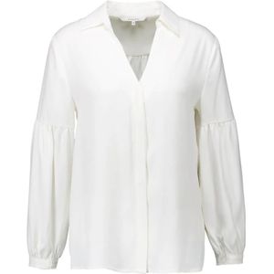 Xandres, Elegante Blouse met V-Hals en Geplooide Details Wit, Dames, Maat:L