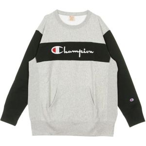 Champion, Sweatshirt girocollo kleurblok kangoeroe pocket omgekeerd weefsel Grijs, Heren, Maat:M