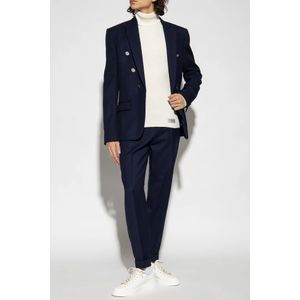 Balmain, Broeken, Heren, Blauw, L, Wol, Plooivoorkant broek