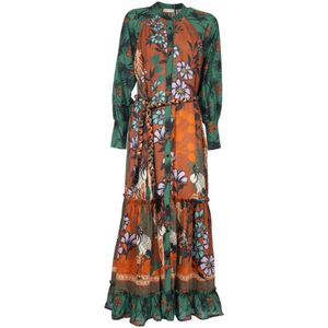 Anjuna, Kleedjes, Dames, Veelkleurig, S, Katoen, Lange jurk met multicolor print
