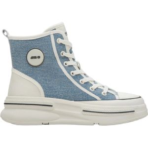 Estro, Schoenen, Dames, Blauw, 38 EU, Blauwe High-Top Sneakers Zachte Textiel