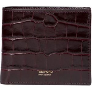 Tom Ford, Accessoires, Heren, Paars, ONE Size, Leer, Bordeaux Rode Krokodil Portemonnee