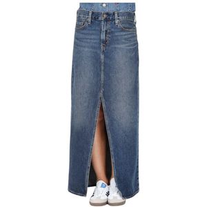 Levi's, Rokken, Dames, Blauw, W27, Denim, Denim Lange Rok Enkel Kolom