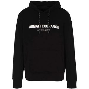Armani Exchange, Sweatshirts & Hoodies, Heren, Zwart, M, Zwarte Sweaters voor Heren