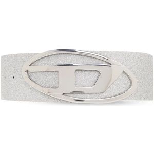 Diesel, ‘Oval D Logo B-1Dr’ Riem Grijs, Dames, Maat:75 CM