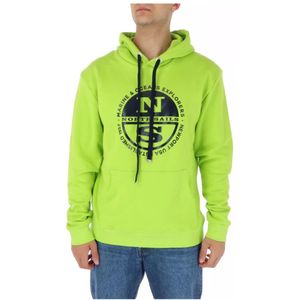 North Sails, Sweatshirts & Hoodies, Heren, Groen, M, Katoen, Groene Bedrukte Sweatshirt voor Heren