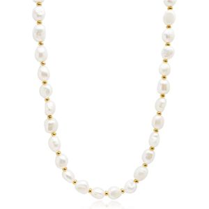 Nialaya, Men's Baroque Pearl Choker Wit, Heren, Maat:ONE Size