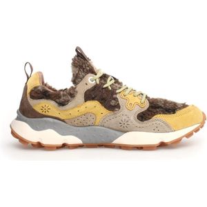 Flower Mountain, Beige-Bruine Sneakers met Geel Suède Beige, Dames, Maat:41 EU