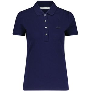 Lacoste, Tops, Dames, Blauw, XL, Katoen, Logo Applique Slim-Fit Poloshirt