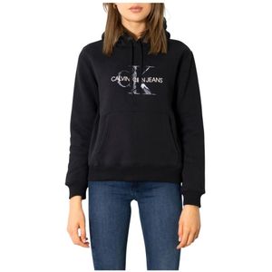 Calvin Klein Jeans, Zwarte hoodie met lange mouwen Zwart, Dames, Maat:S