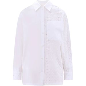 Kenzo, Blouses & Shirts, Dames, Wit, S, Katoen, Kanten Katoenen Overhemd