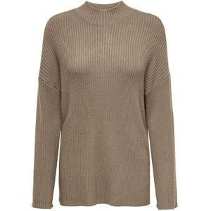 Only, Truien, Dames, Bruin, XS, Highneck Gebreide Trui Malt Ball/Melange