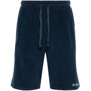 MC2 Saint Barth, Korte broeken, Heren, Blauw, S, Katoen, Blauwe Terry Cloth Shorts met Logo
