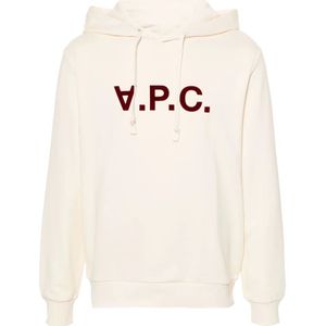 A.p.c., Sweatshirts & Hoodies, Heren, Beige, M, Unisex Logo Flocked Hoodie